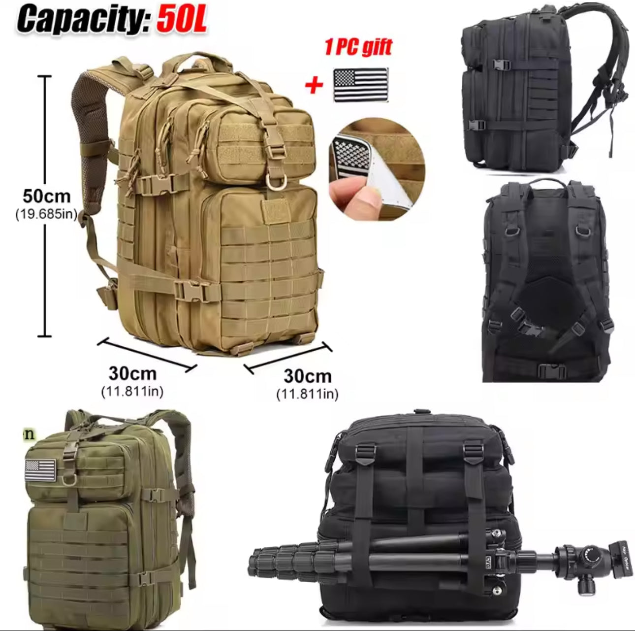 MOCHILA IMPERMEABLE MILITAR 50 L